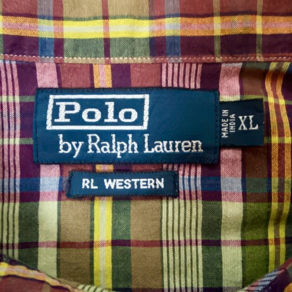 Vintage Polo Ralph Lauren RL Western Plaid Shirt- Men's Size XL - VERY Good Cond - Picture 9 of 14